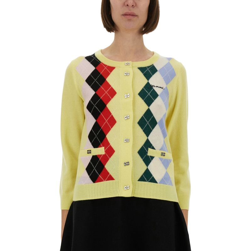Ganni Women Jacquard Cashmere Cardigan